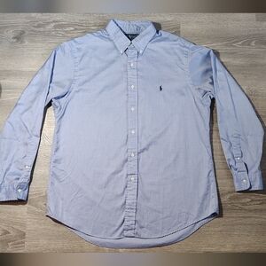 Ralph Lauren Custom Fit  Button‎ Up Shirt Long Sleeve Men's 17 34/35 Blue Soft